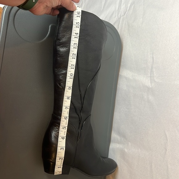 Anthropologie Naya Fjord Hidden Wedge Black Leather Knee-High Boots Size 7.5 - Picture 12 of 15